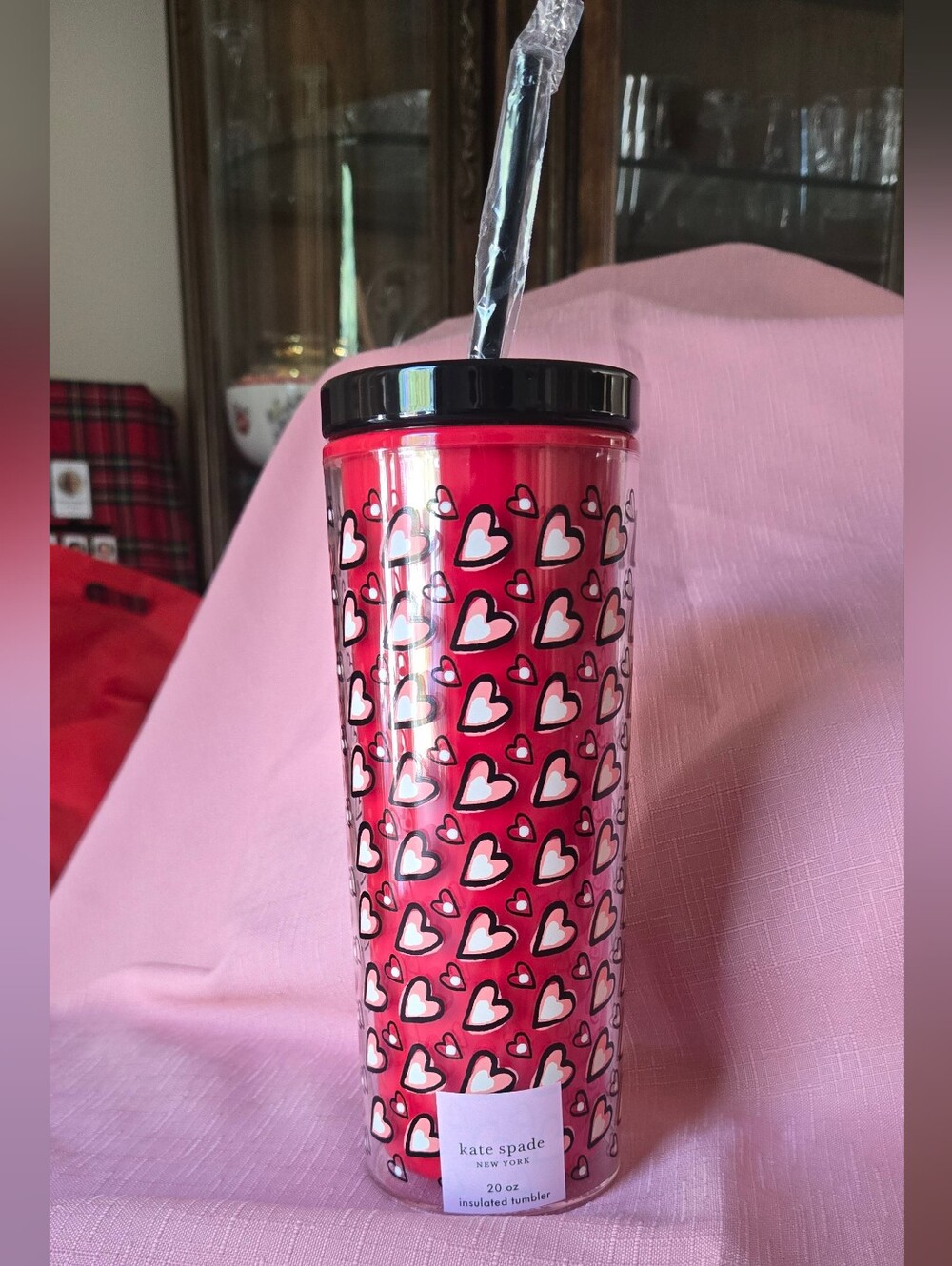 NWT 20 oz kate spade 'Hearts' Insulated Tumbler with Straw